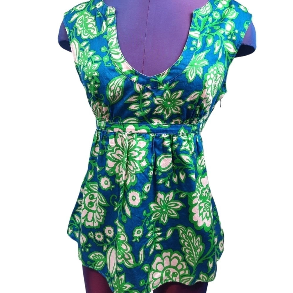 J. Crew Catarina Colorful Floral Babydoll Sleeveless Blouse Size 6 Women's D98